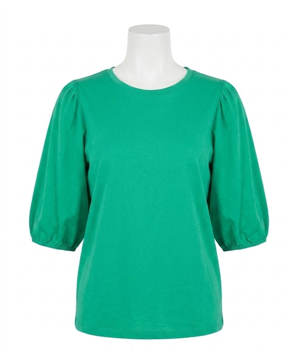 NEW ESQUALO posy puff sleeve t-shirt in jade green